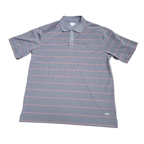 Callaway Other - Callaway Gray Striped Golf Active Polo Micro Polyester Shirt Men's Large